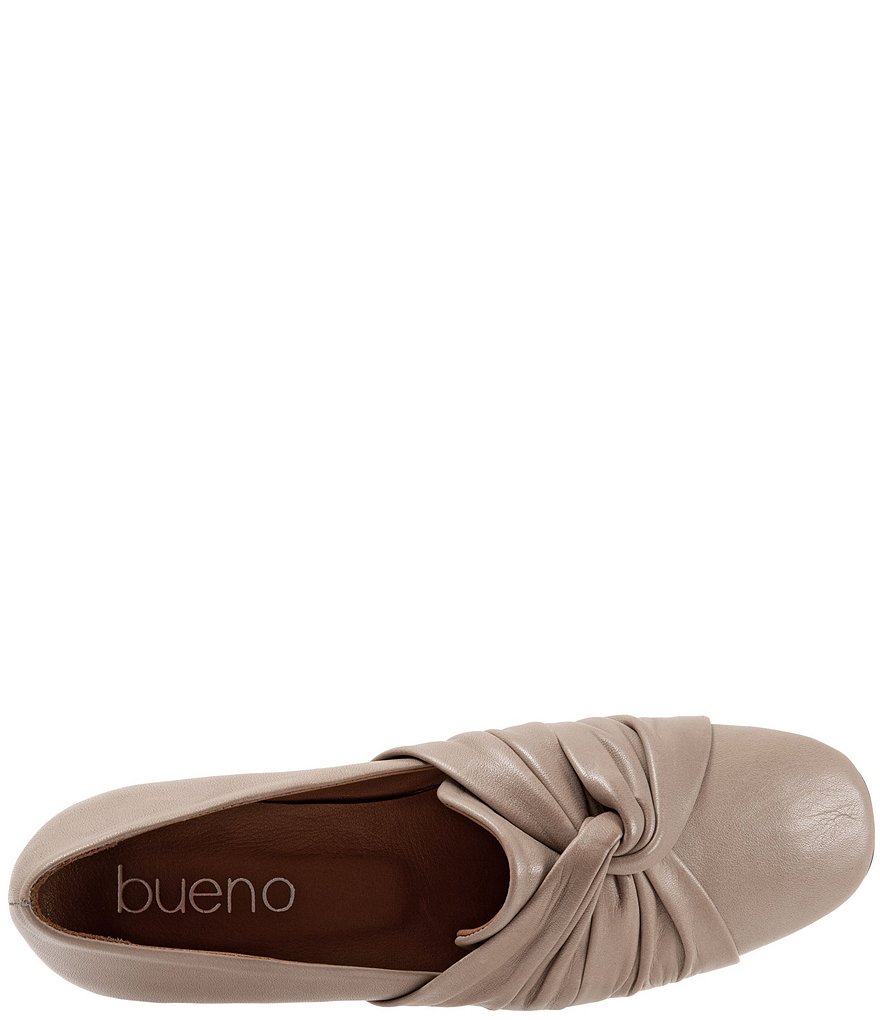 Bueno Emma Leather Pleated Knot Slip-On Flat Loafers