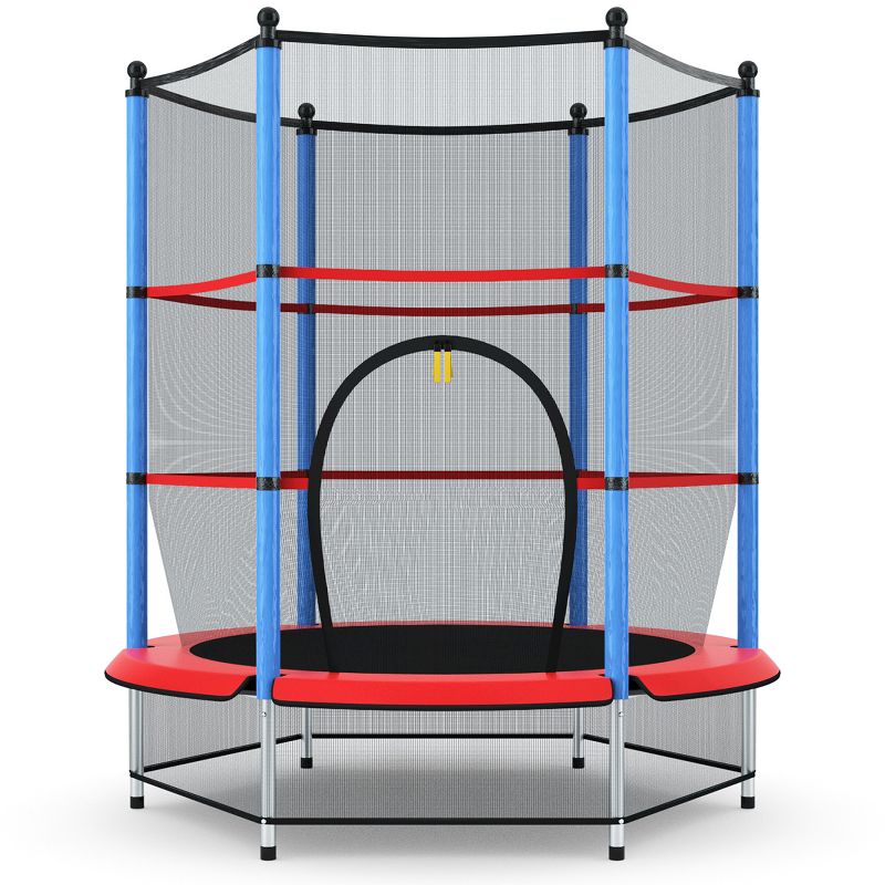 Costway 14 Ft Multicolored Trampoline Recreational Exercise w/ Safety Net Ladder