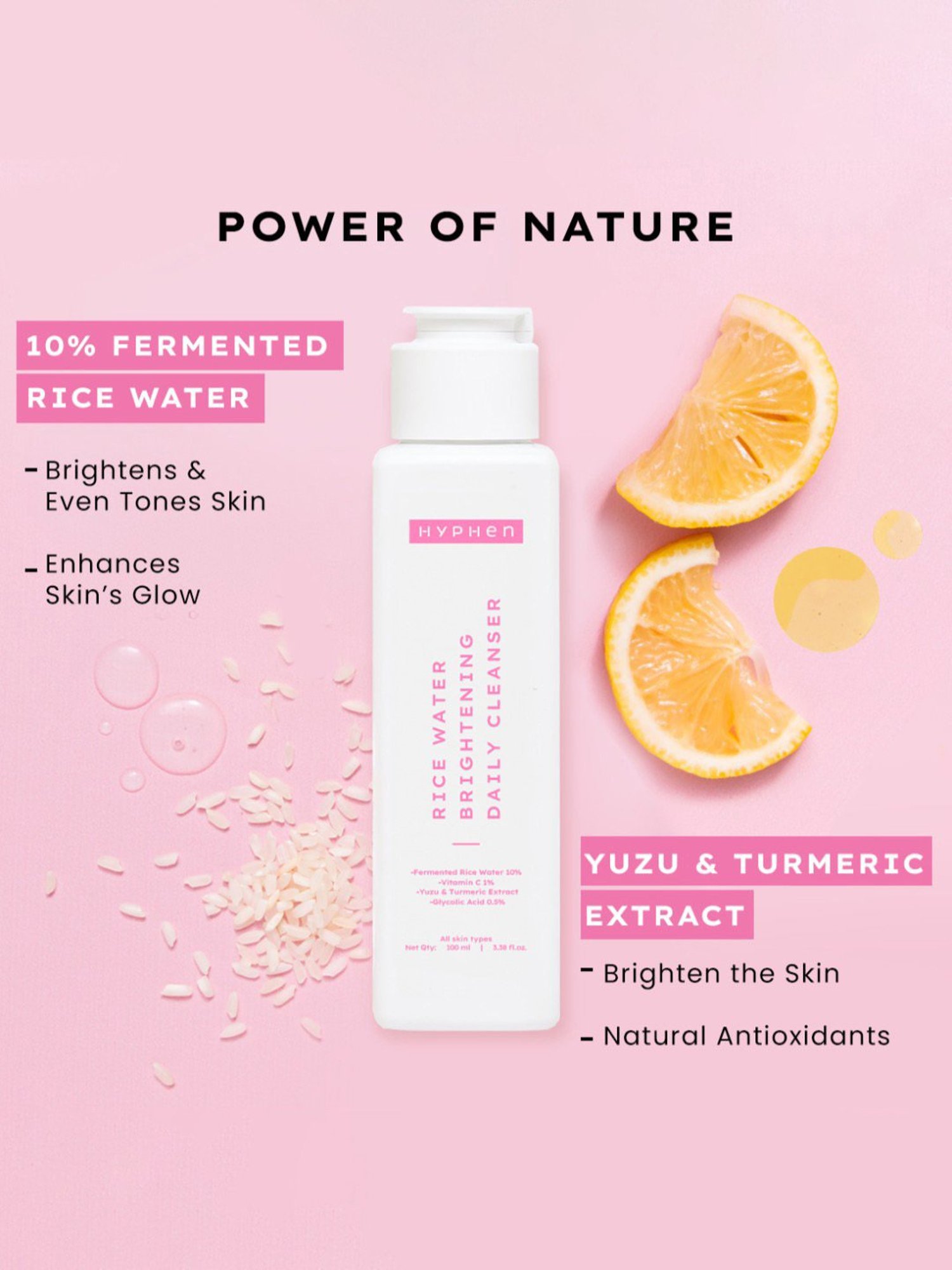 Hyphen Rice Water Brightening Daily Cleanser - 100 ml