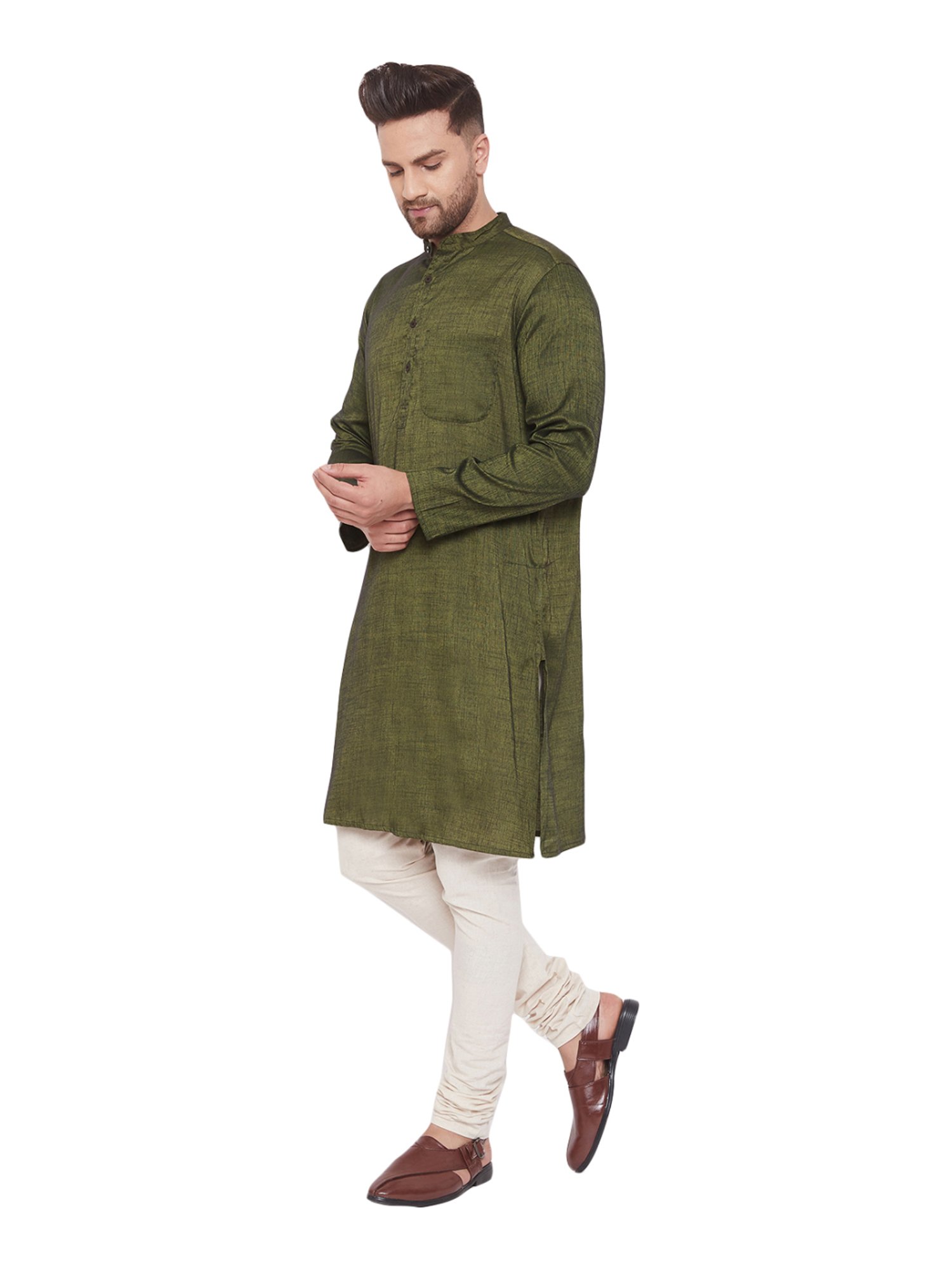 Even Olive Green Regular Fit Kurta