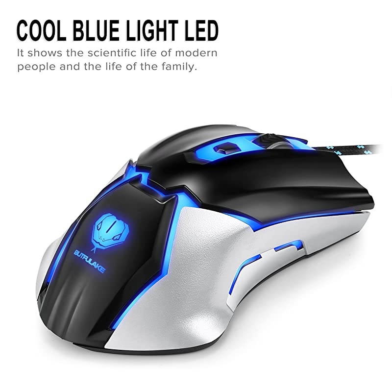 MouseUSB Wired PC Mice 3200 DPI with 4 Adjustable Levels Comfortable Ergonomic Grip Design with Blue LED 6 Programmable Buttons for PCNotebook MacBookWindowsVista Linux Blue