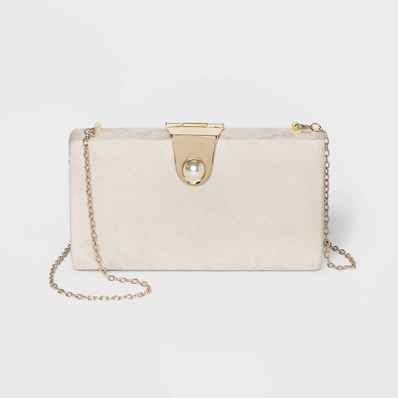 Estee & Lilly Bar Clasp Closure Pearl Closure Clutch - Light Gold