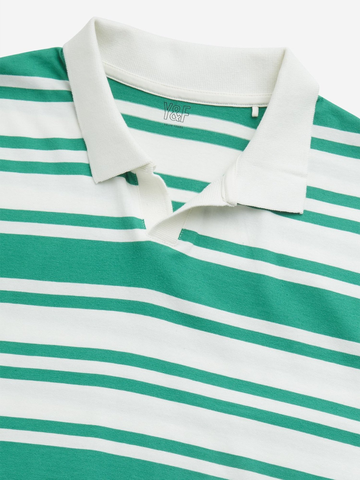 Y&F Kids by Westside Green Striped Cotton Crop T-Shirt