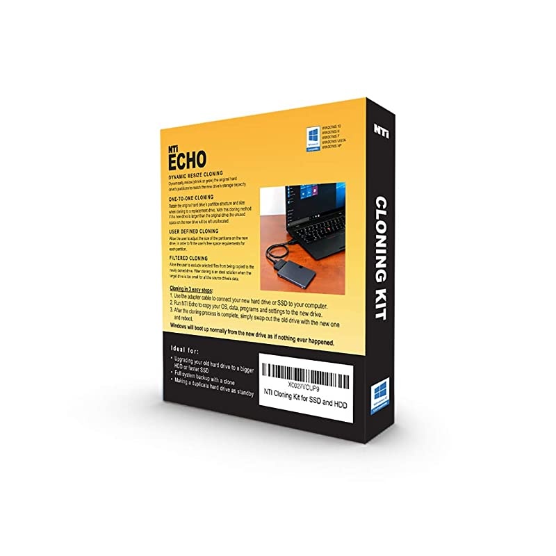 Cloning Kit for SSD and Hard Disk Drives | New Version | Best Hard Drive Upgrade Kit | Echo Cloning Software and Advanced HighSpeed SATAtoUSB 3020 Adapter Cable Included