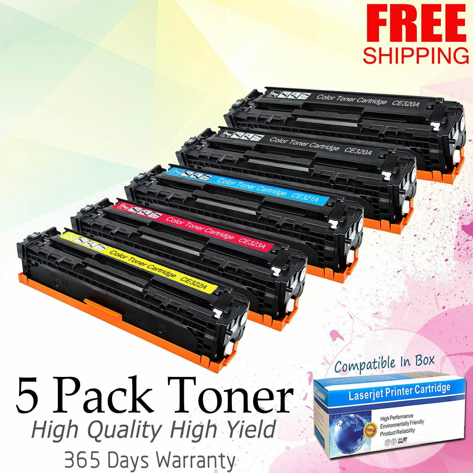 5-Pack Toner Set for HP Color LaserJet Pro CM1415fnw CP1525 CP1525nw CE320A 128A