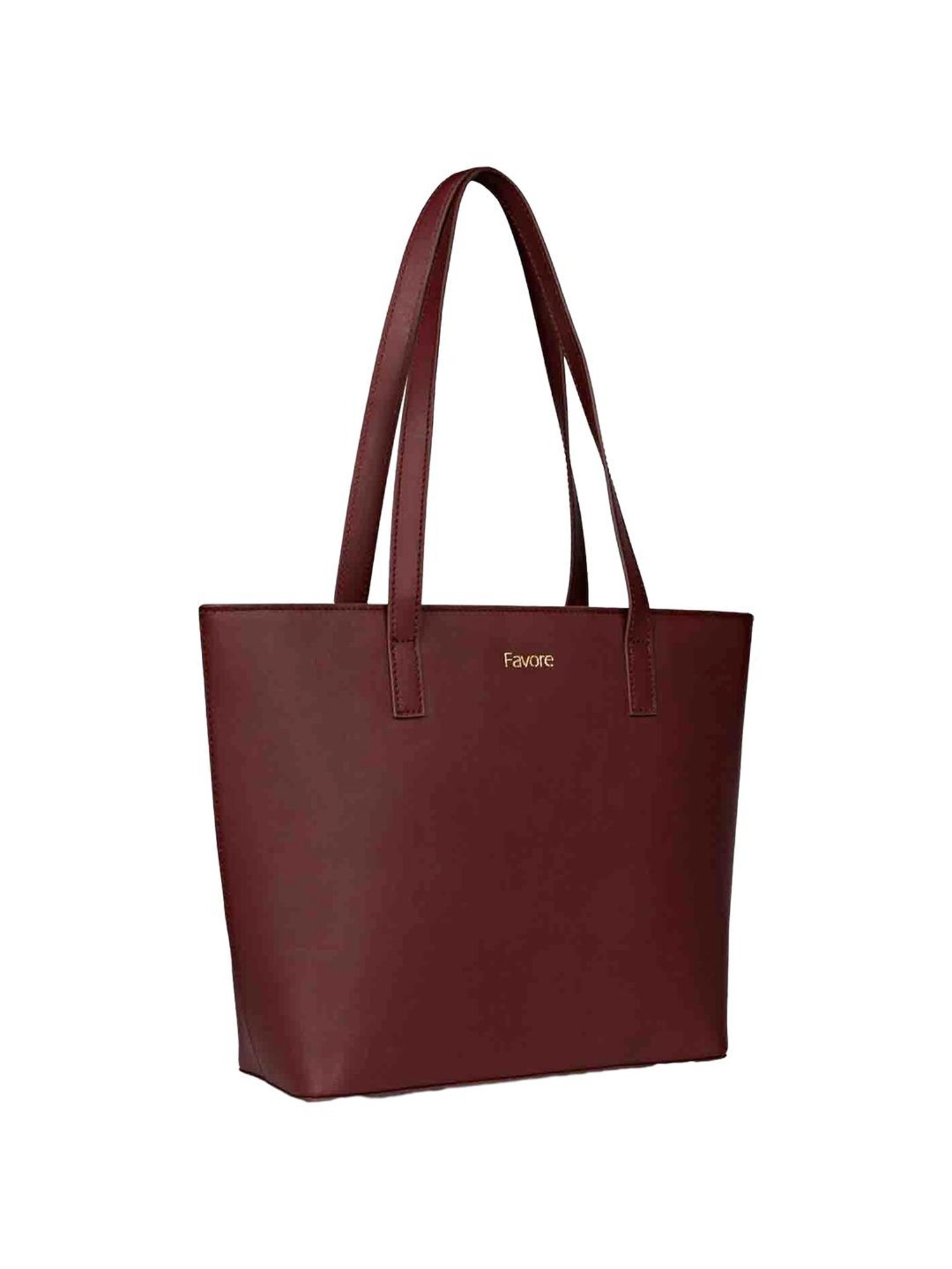 Favore Burgundy Solid Medium Totes