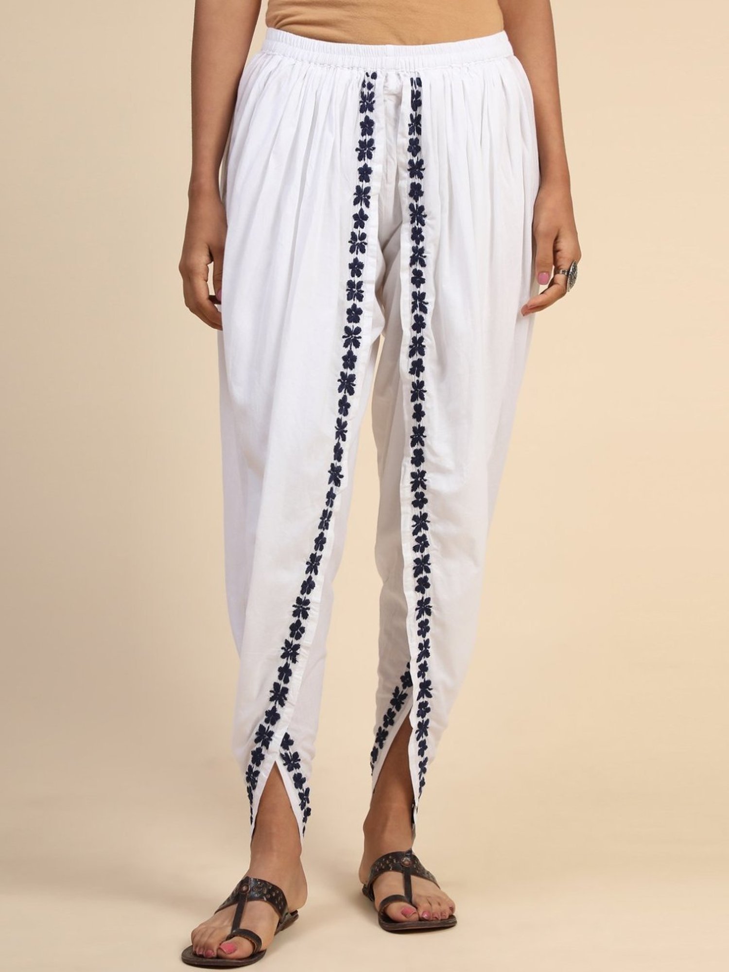 House of Kari White Fizaa Chikankari Hand Embroidery Dhooti