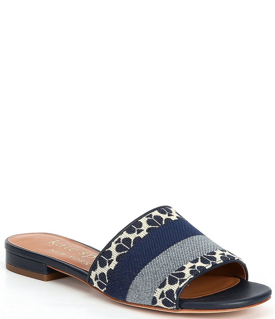 kate spade new york Boardwalk Logo Jacquard Colorblock Stripe Slides