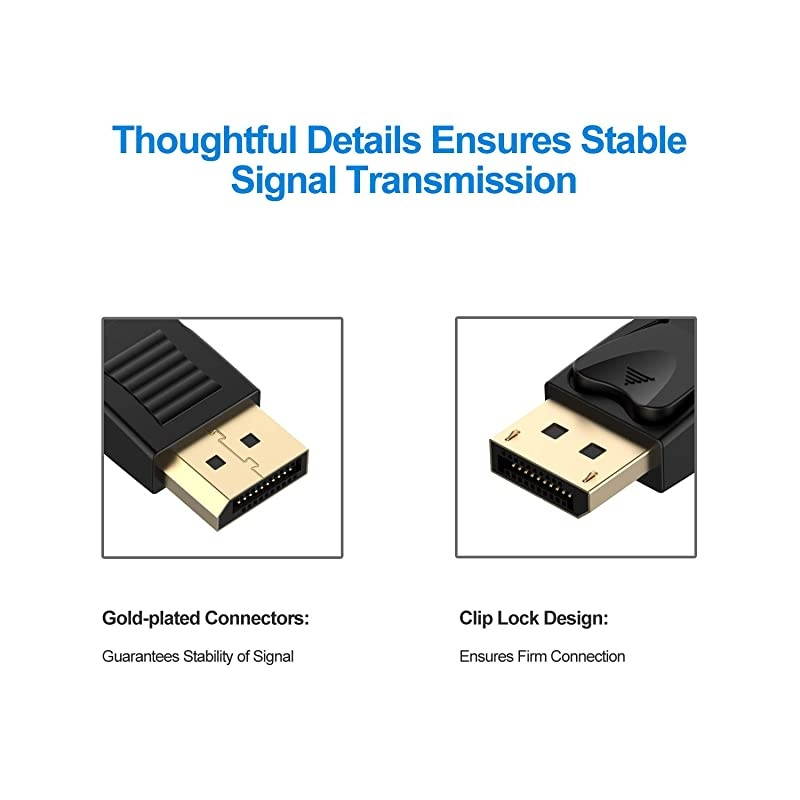DisplayPort to DisplayPort Cable DP to DP 4K Resolution 6 Feet Black
