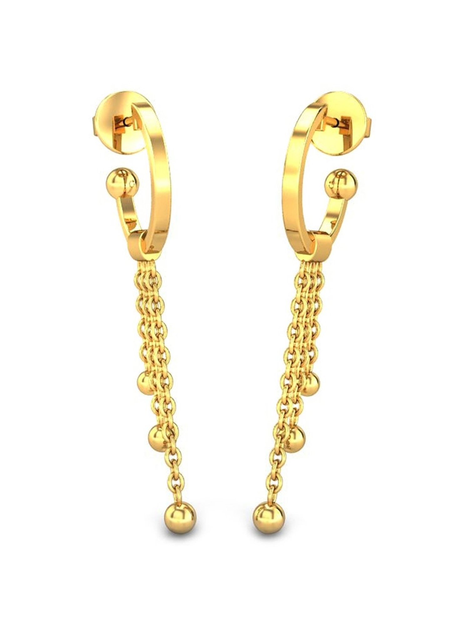 Candere by Kalyan Jewellers Peacock Collection 18k Yellow Gold Dangler Earrings for Women