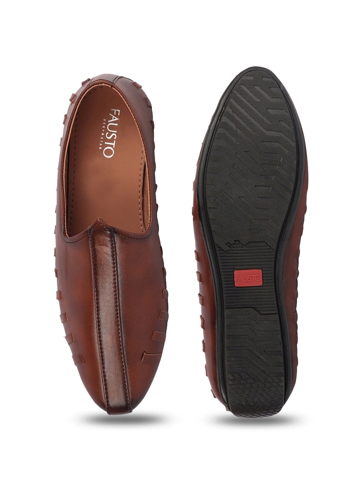 Fausto Men's Tan Ethnic Juttis