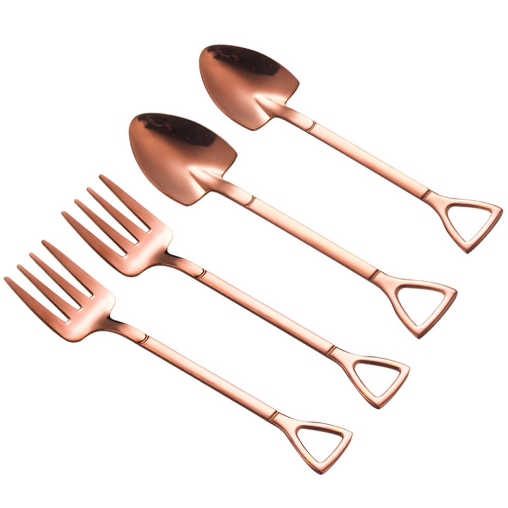 4 Pcs Stainless Steel Scoop Ice Cream Spoon Exquisite Dessert Spoon Fruit Forks