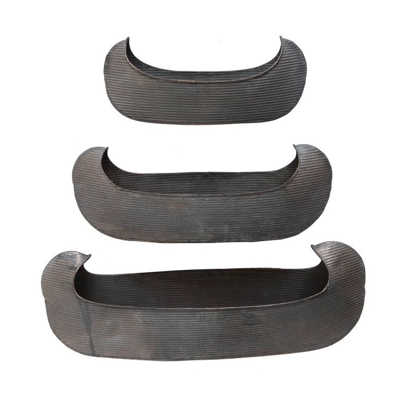 Set of 3 Decorative Galvanized Metal Canoe Containers - 3R Studios