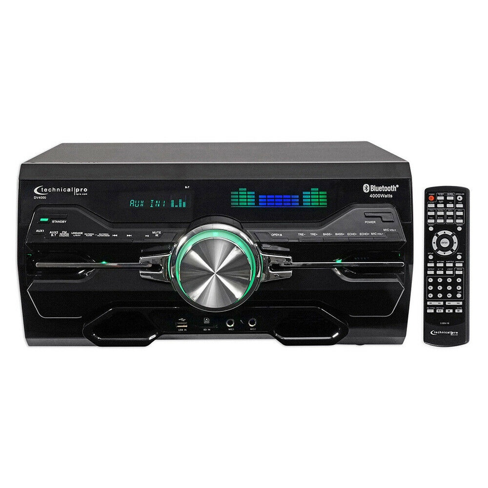 Technical Pro Receiver Amplifier DVD Player Bluetooth USB FM SD Mic Input DV4000