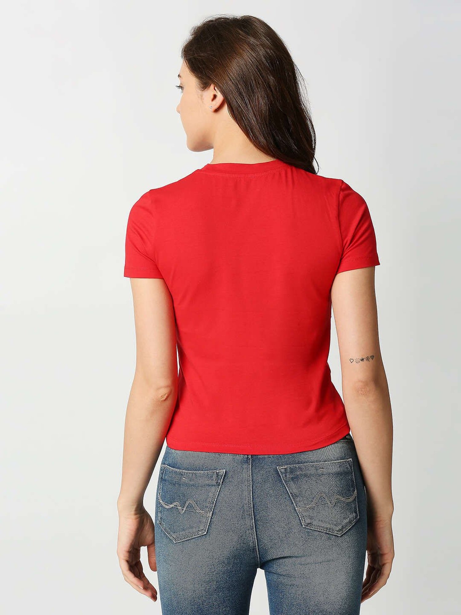 Pepe Jeans Red Regular Fit Crop Top