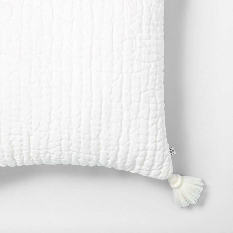 18" x 18" Tassel Throw Pillow Sour Cream - Hearth & Hand™ with Magnolia