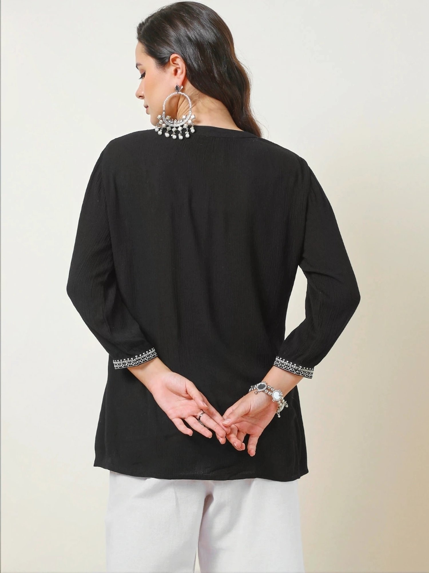 Soch Black Embroidered Top
