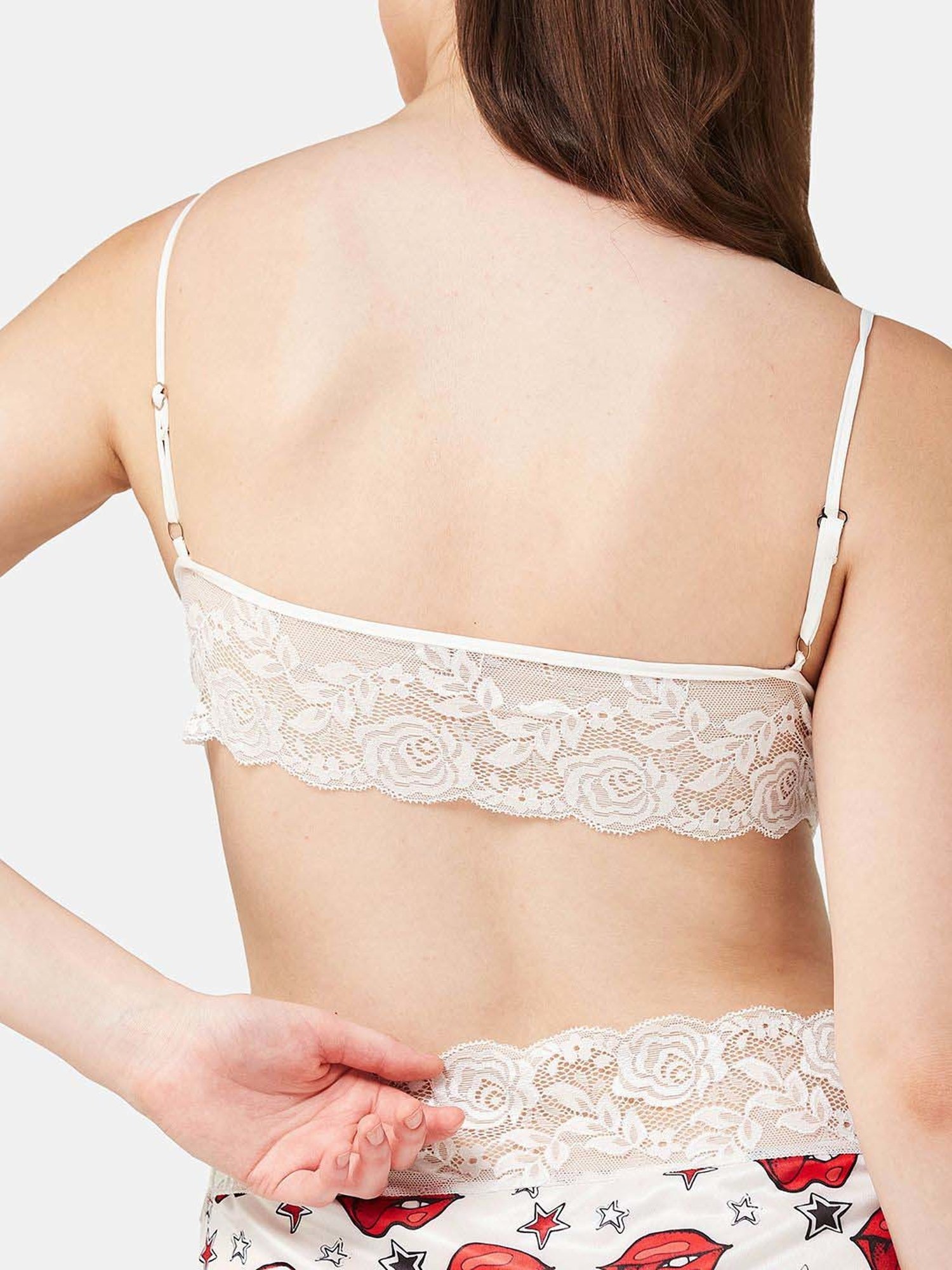 Secrets By ZeroKaata White Printed Babydoll With Panty