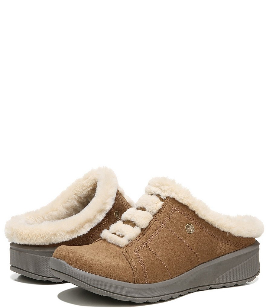 Bzees Golden Cozy Washable Slip-On Stretch Fabric Faux Fur Mules