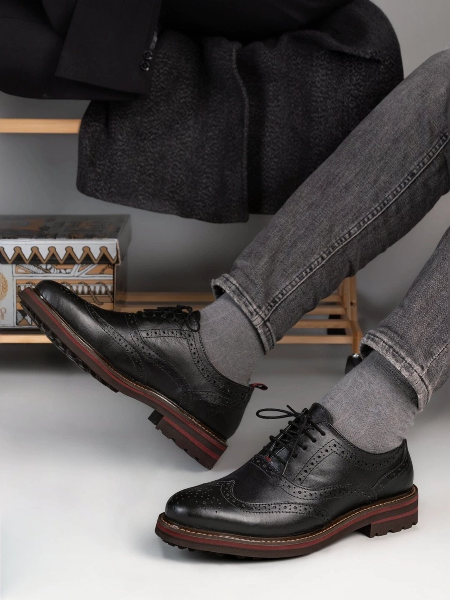 Alberto Torresi Men's Black Brogue Shoes