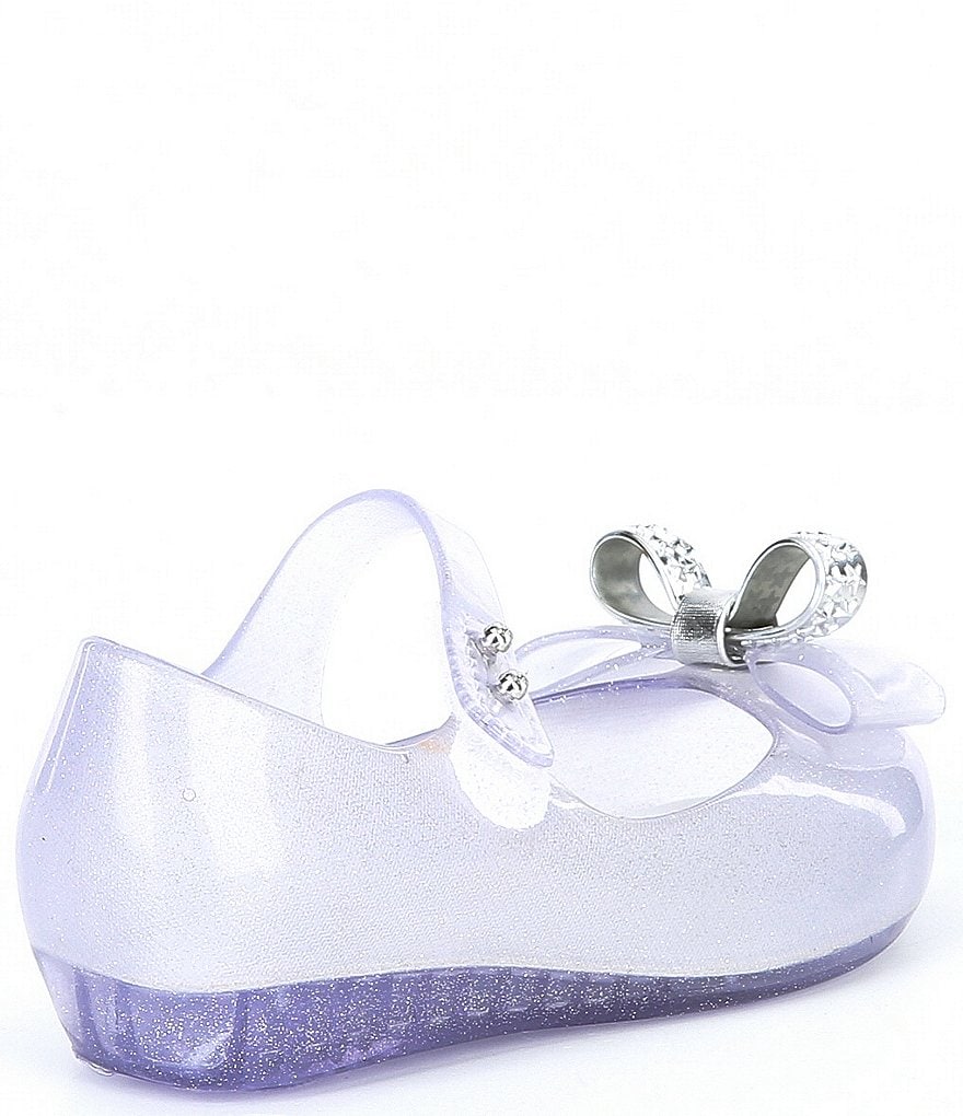 Mini Melissa Girl's Mini Ultra Girl Stars BB Bow Detail Glitter Peep Toe Mary Janes (Toddler)
