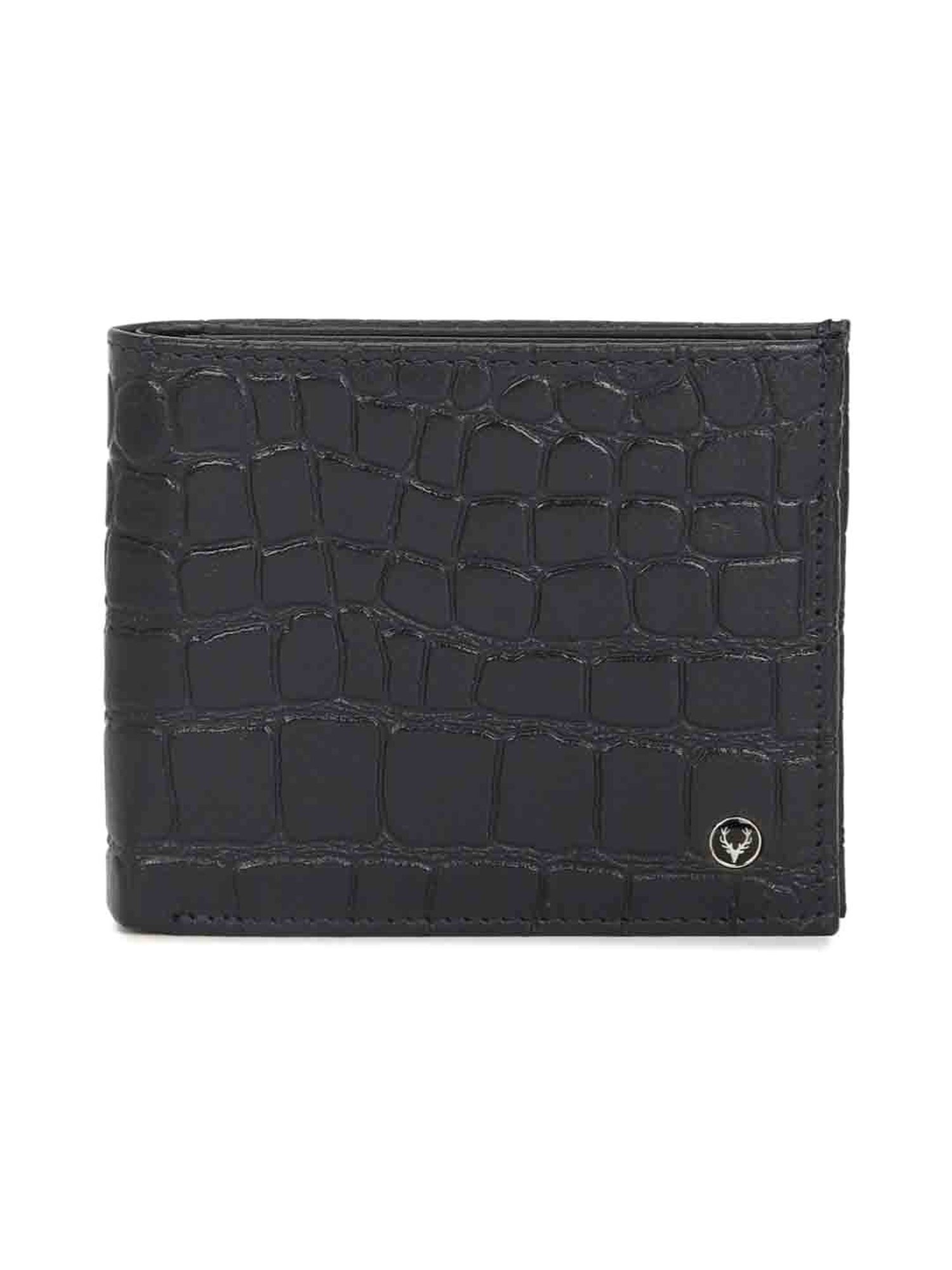 Allen Solly Black Textured Leather Bi-Fold Wallet for Men