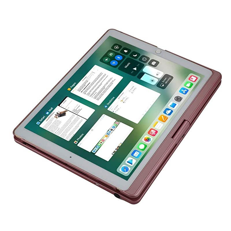 iPad pro 12.9 Keyboard case 2017 2nd 2015 1st Gen,360 Rotatable Wireless Keyboard Smart Folio 180 Swivel Stand Hard Shell Cover Auto Sleep/Wake up Rose Gold