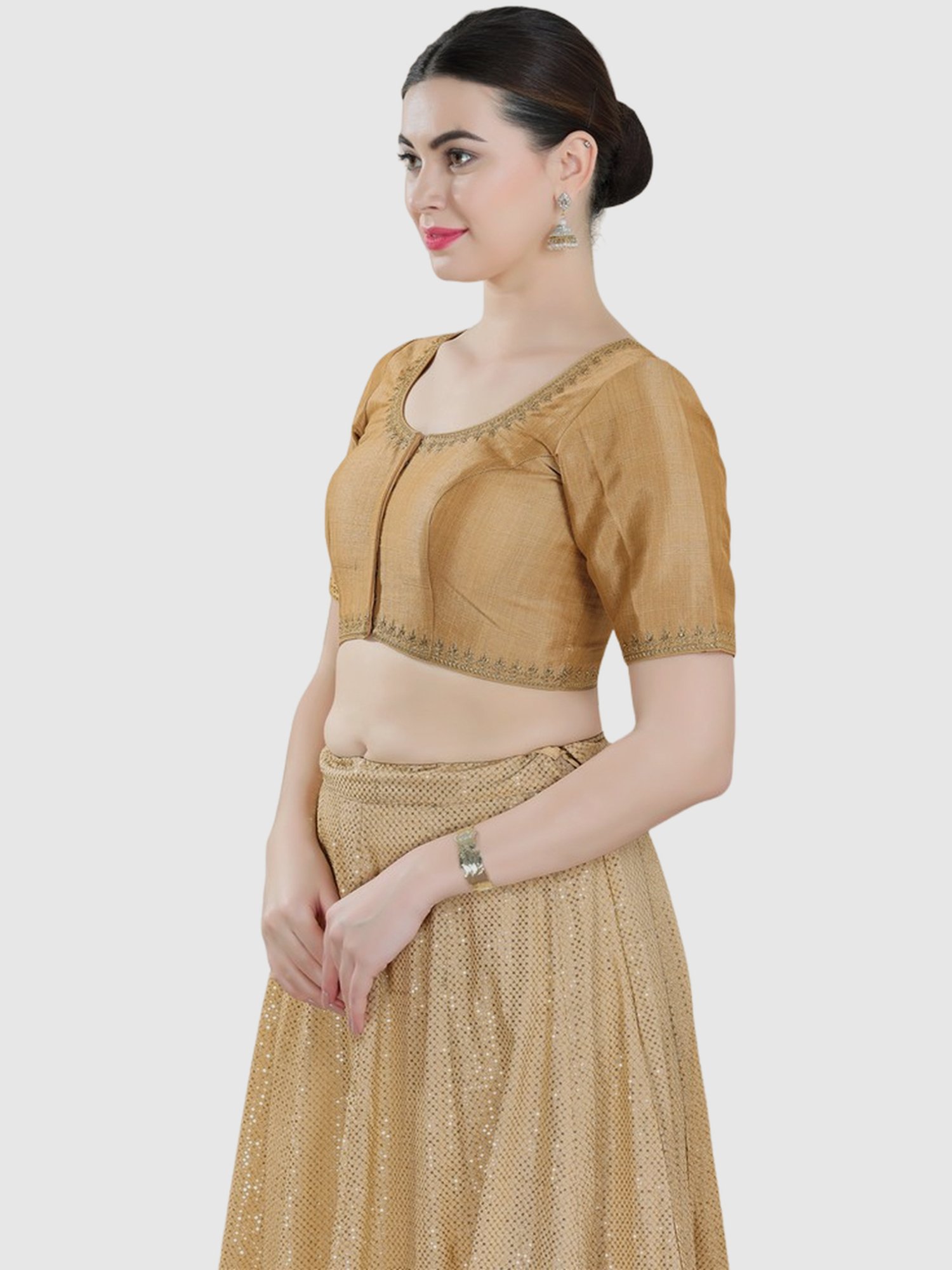 Salwar Studio Beige Embroidered Blouse