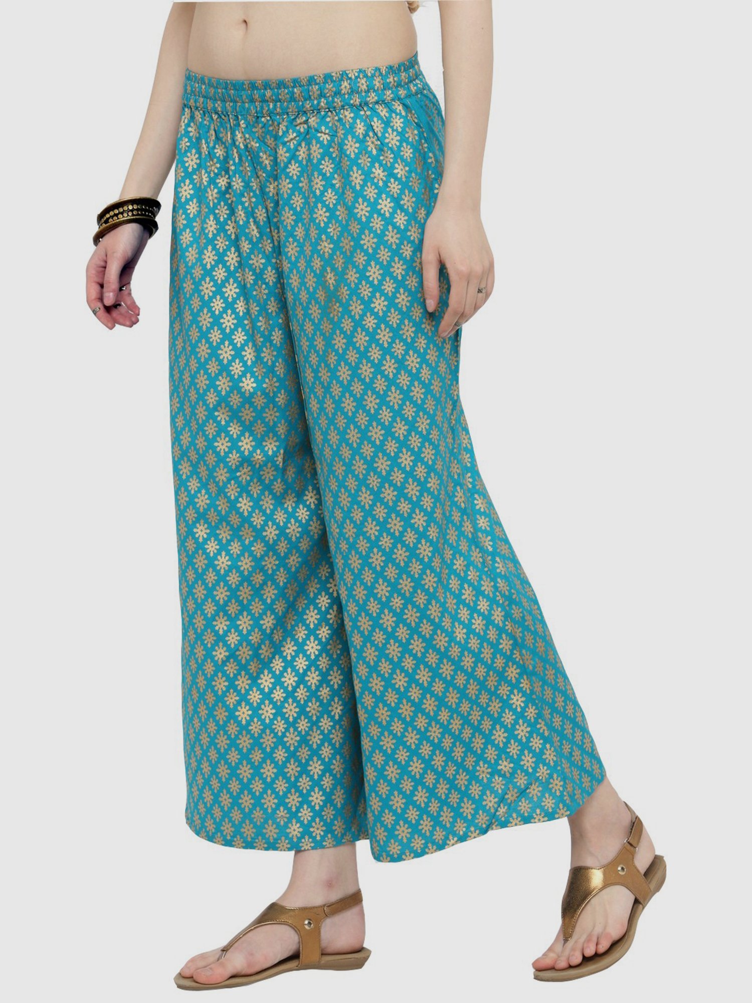 KSUT Teal Green Printed Palazzos