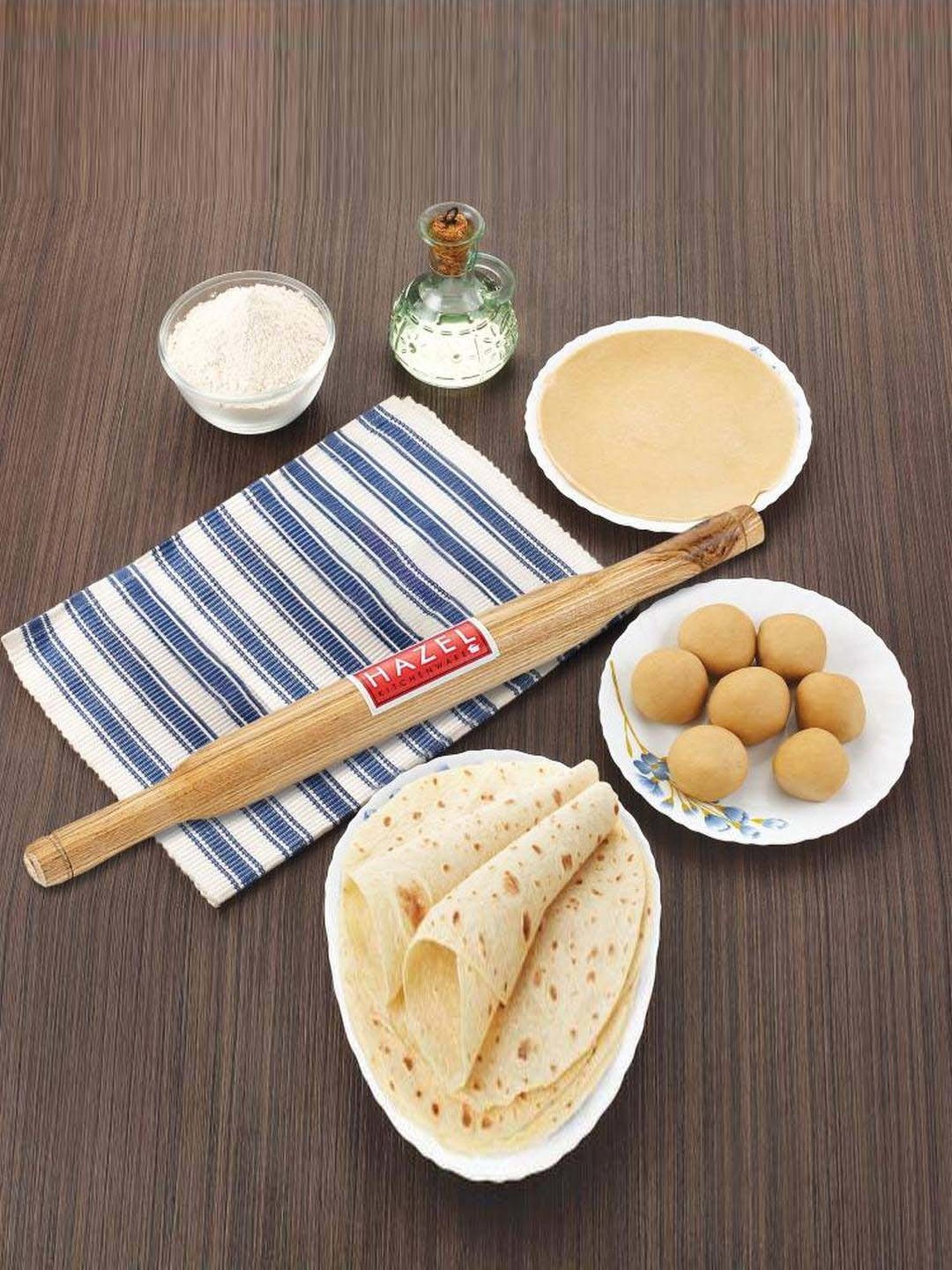 HAZEL Light Brown Sagwan Belan Rolling Pin for Roti