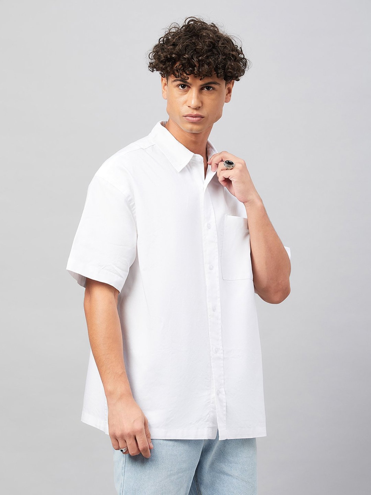 CHIMPAAANZEE White Loose Fit Oversized Shirt