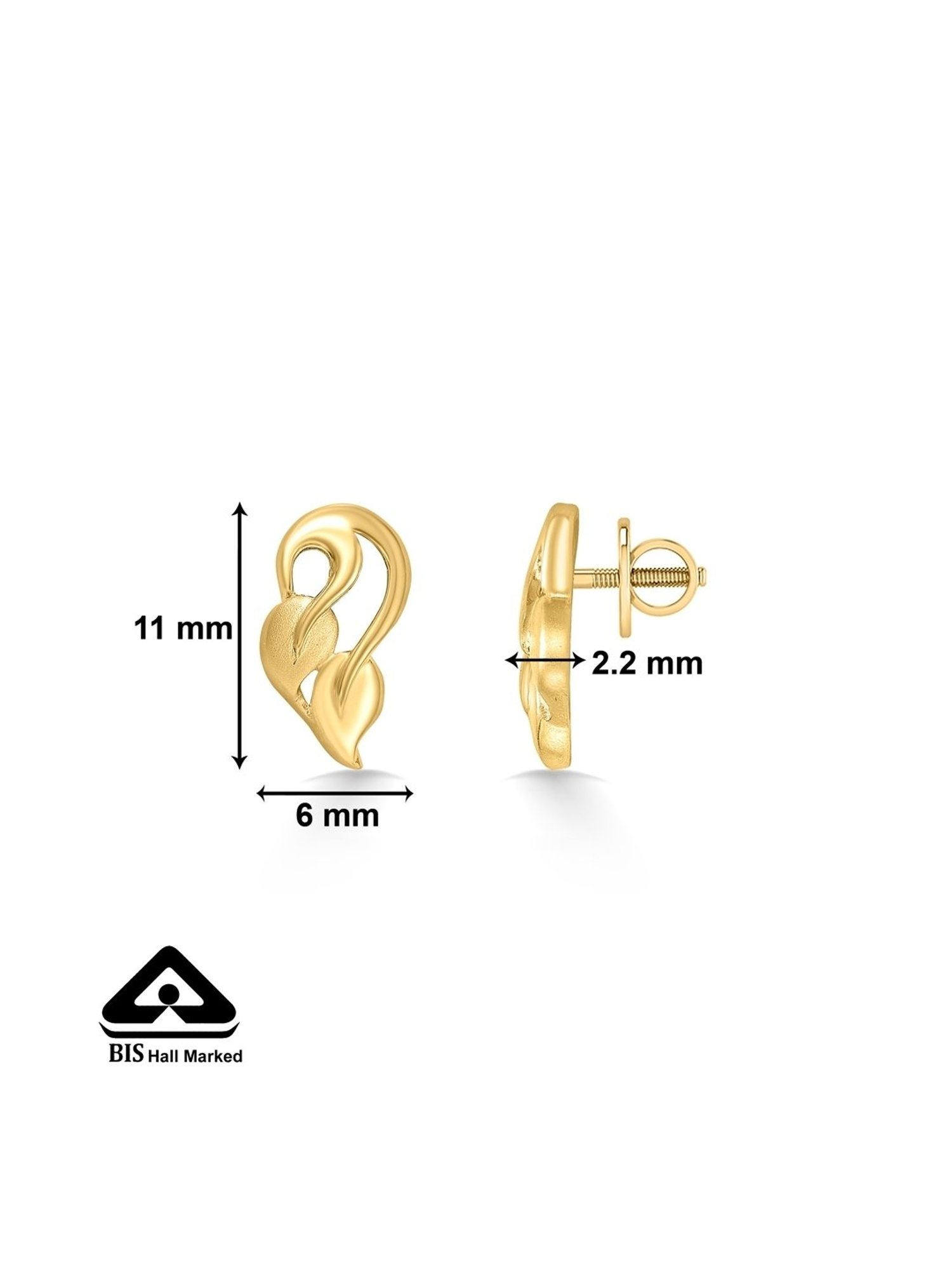 P.N.Gadgil Jewellers 22 Karat (916) BSI Hallmarked Yellow Gold Trendy Triumph StudEarring For Woman