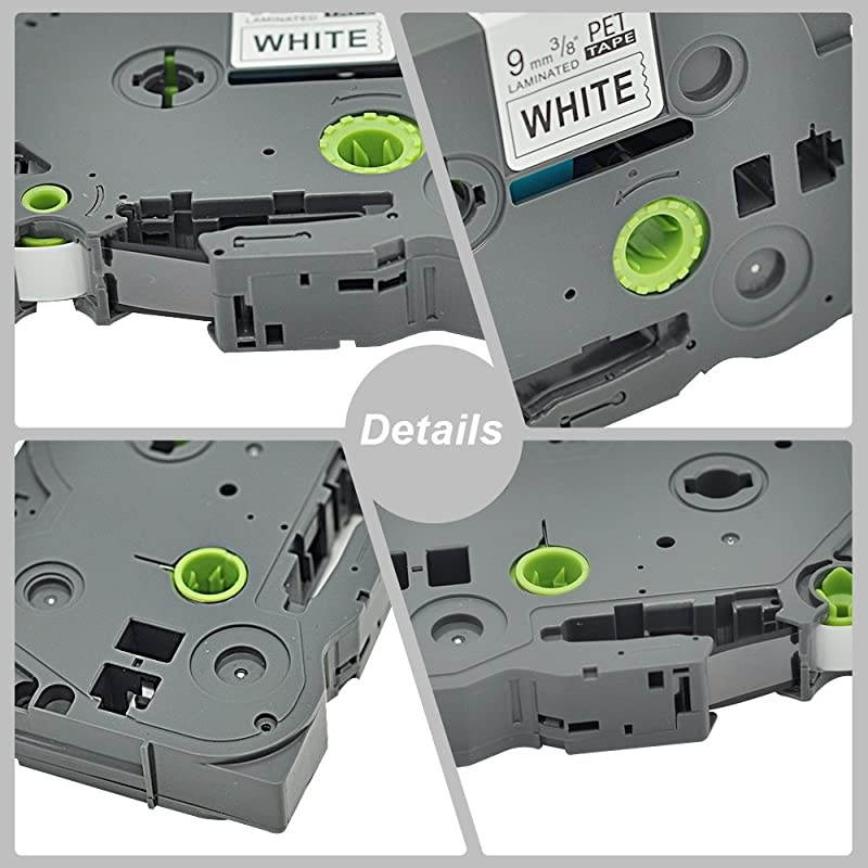 3PK P-Touch Tape TZ221 TZe221 TZ TZe Replacement for Ptouch Standard Laminated Cartridges,9mm Black on White 0.35 inch (3/8") x8m(26.2ft)