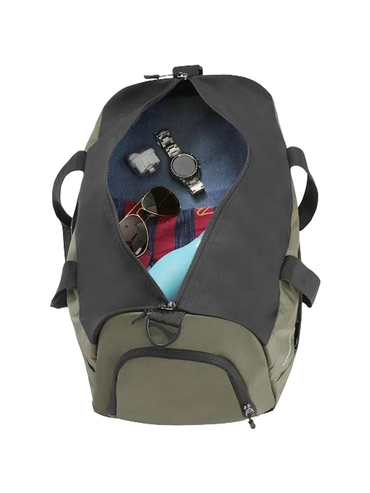 Aeropostale Granger Olive Green & Black Polyester Color Block Duffle Bag