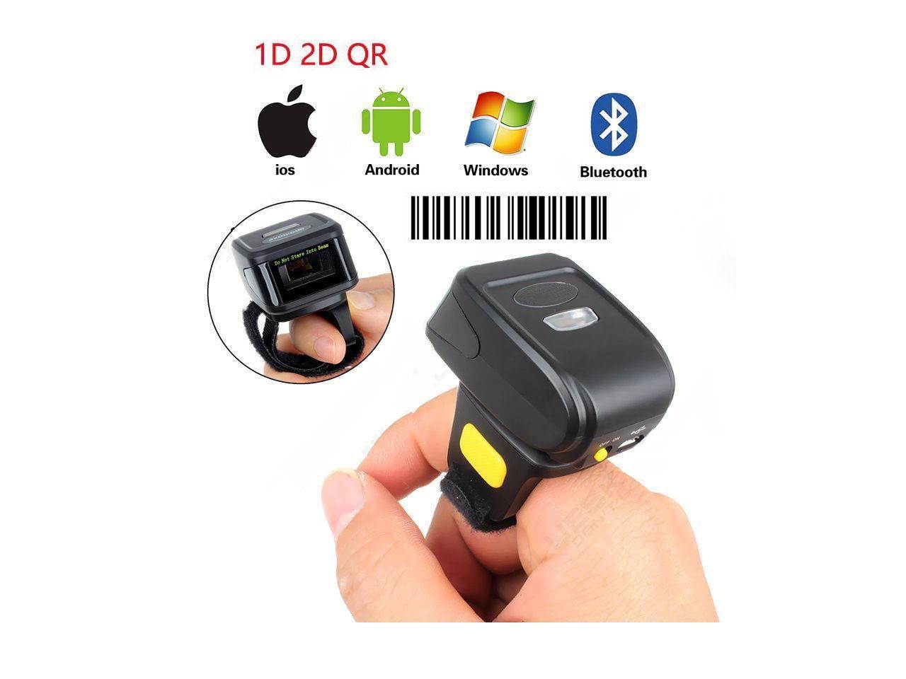 Mini Wireless 1D 2D QR Barcode Scanner Wearable Bluetooth 2D Bar Code Reader Ring Barcode Scanner