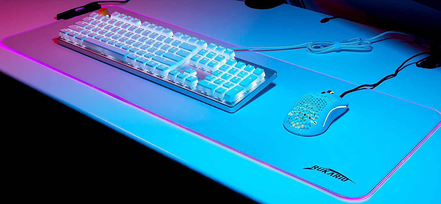 White RGB Gaming Mouse Pad | Waterproof | Non-Slip Rubber Base | 15 Lighting Modes | Extra Large Mousepad 31.5 x 11.8 inches | XL XXL Computer Desk Mat | Soft Glowing LED Extended Mousepads