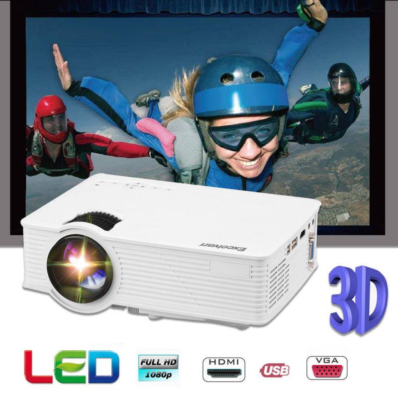 7000 Lumens LED 3D Projector 1080P HD Home Cinema HDMI/USB/AV/VGA Multimedia US