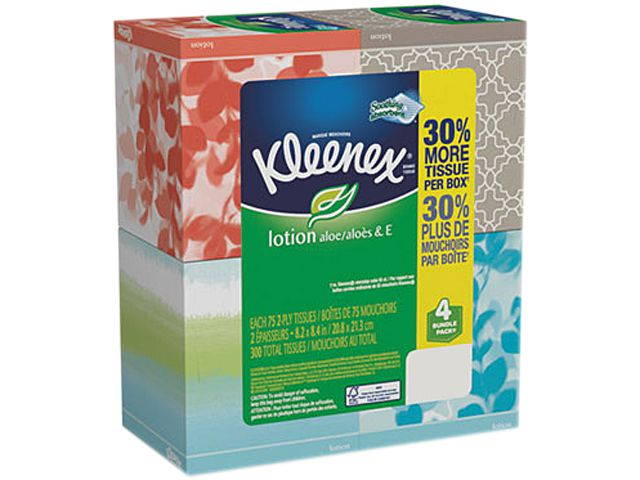 Kleenex 50174CT Lotion Facial Tissue, 2-Ply, White, 65 Sheets/Box