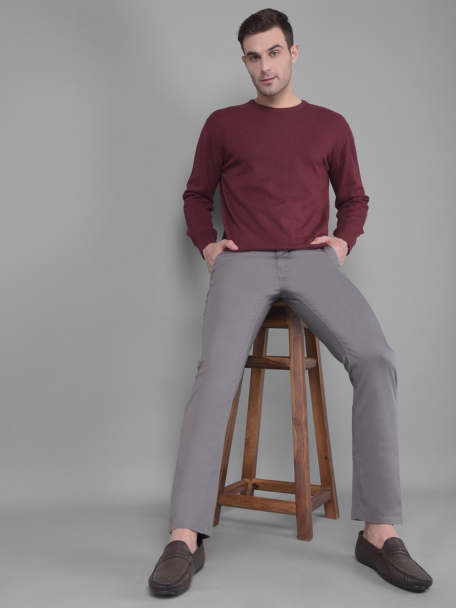 Crimsoune Club Maroon Cotton Regular Fit Sweater