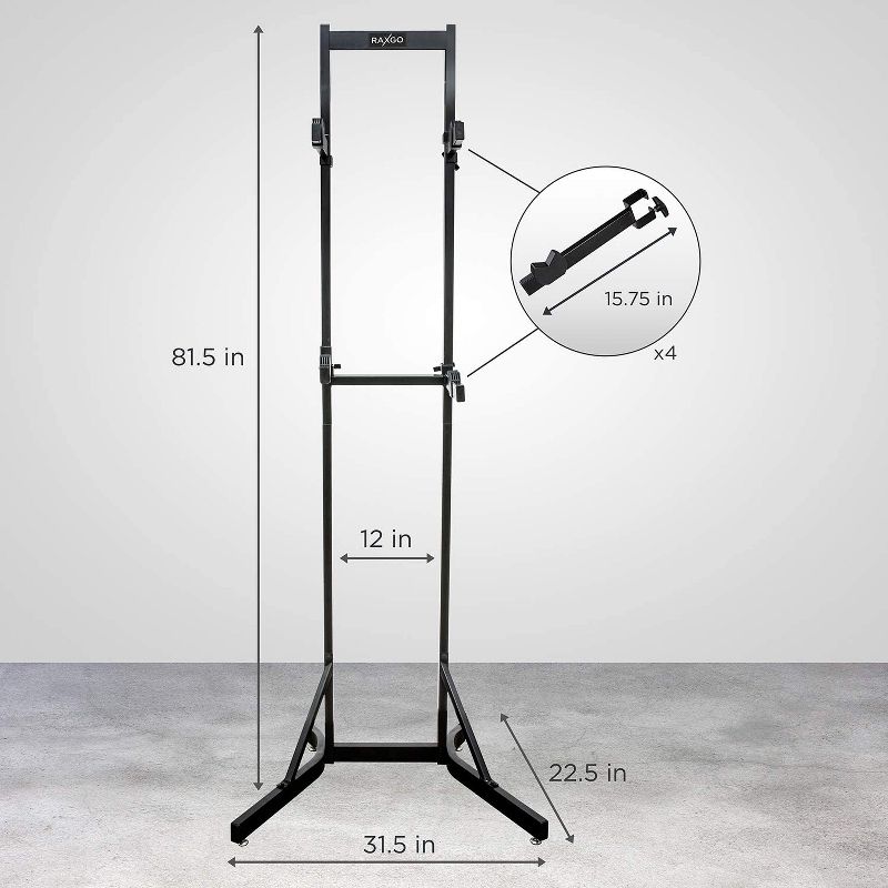 RaxGo Bike Storage Rack, 2 Bicycle Garage Floor Stand, Adjustable, Freestanding, Adjustable Hooks, For Mountain & Road bicycles, Universal For Indoor Use