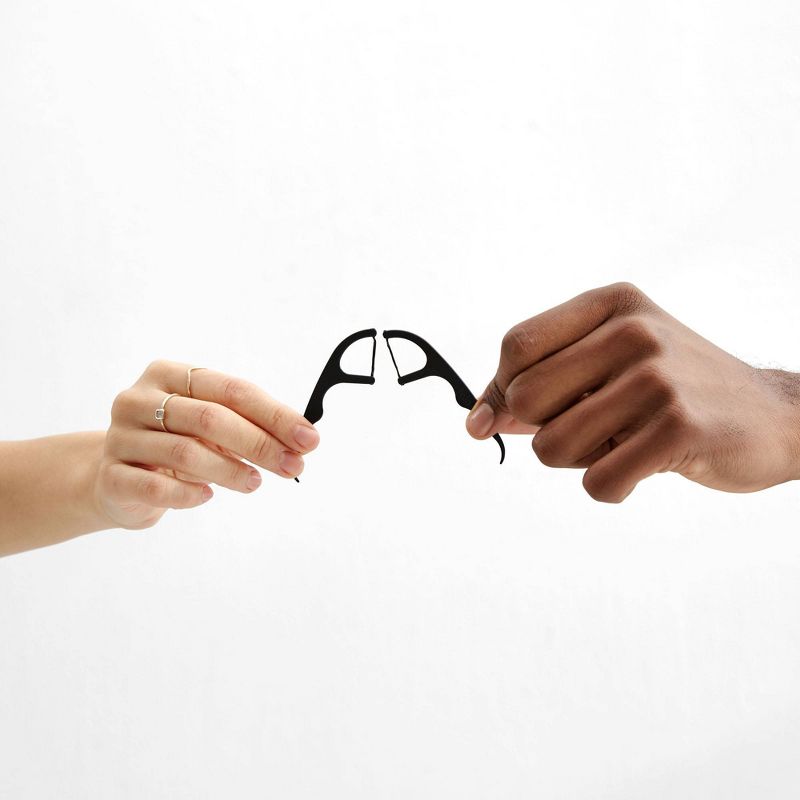 hello Activated Charcoal Infused Natural Mint Floss Picks with Plant-Based Handles - Trial Size - 80ct