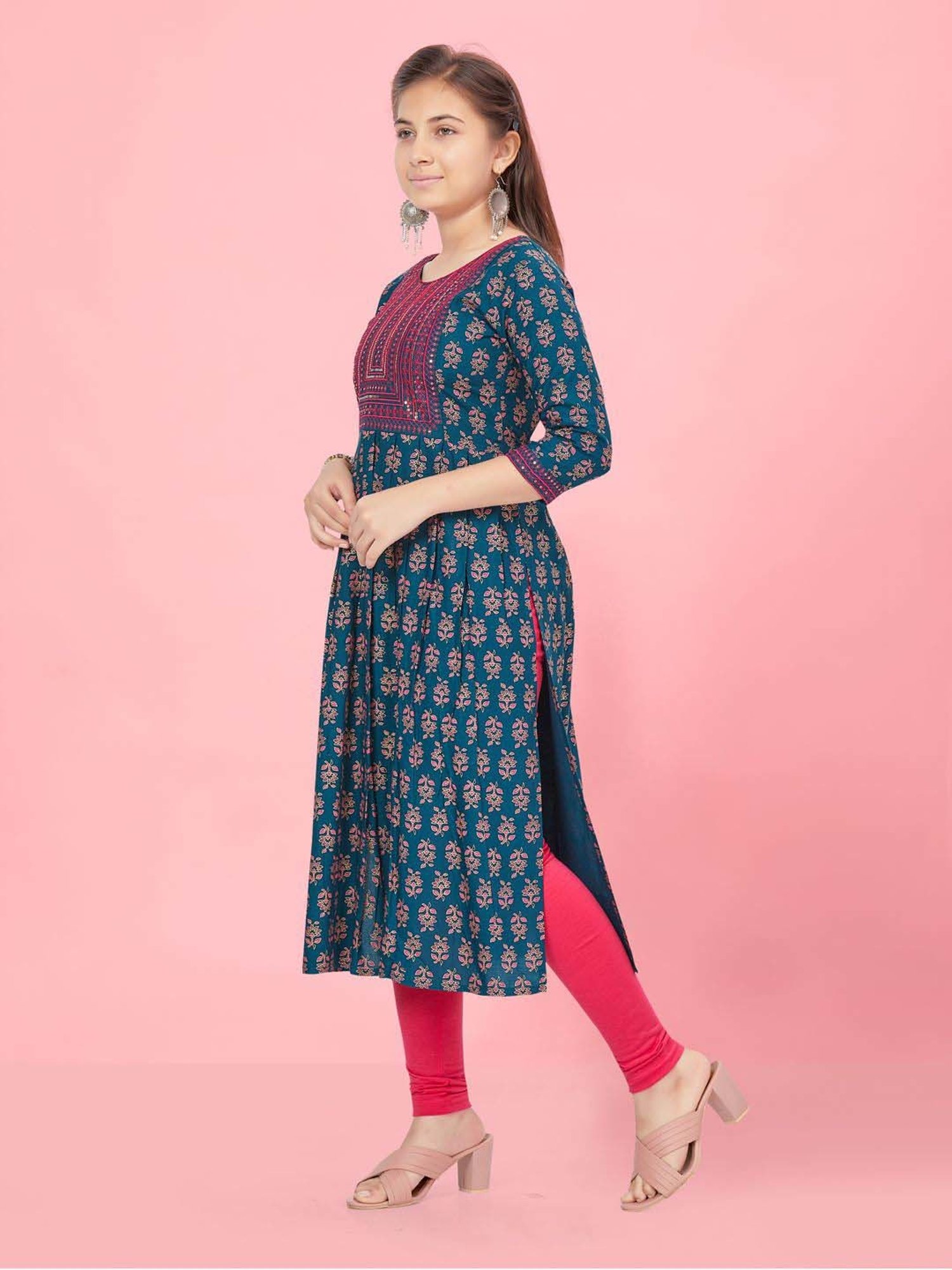 Peppermint Kids Navy Regular Fit Kurta Set