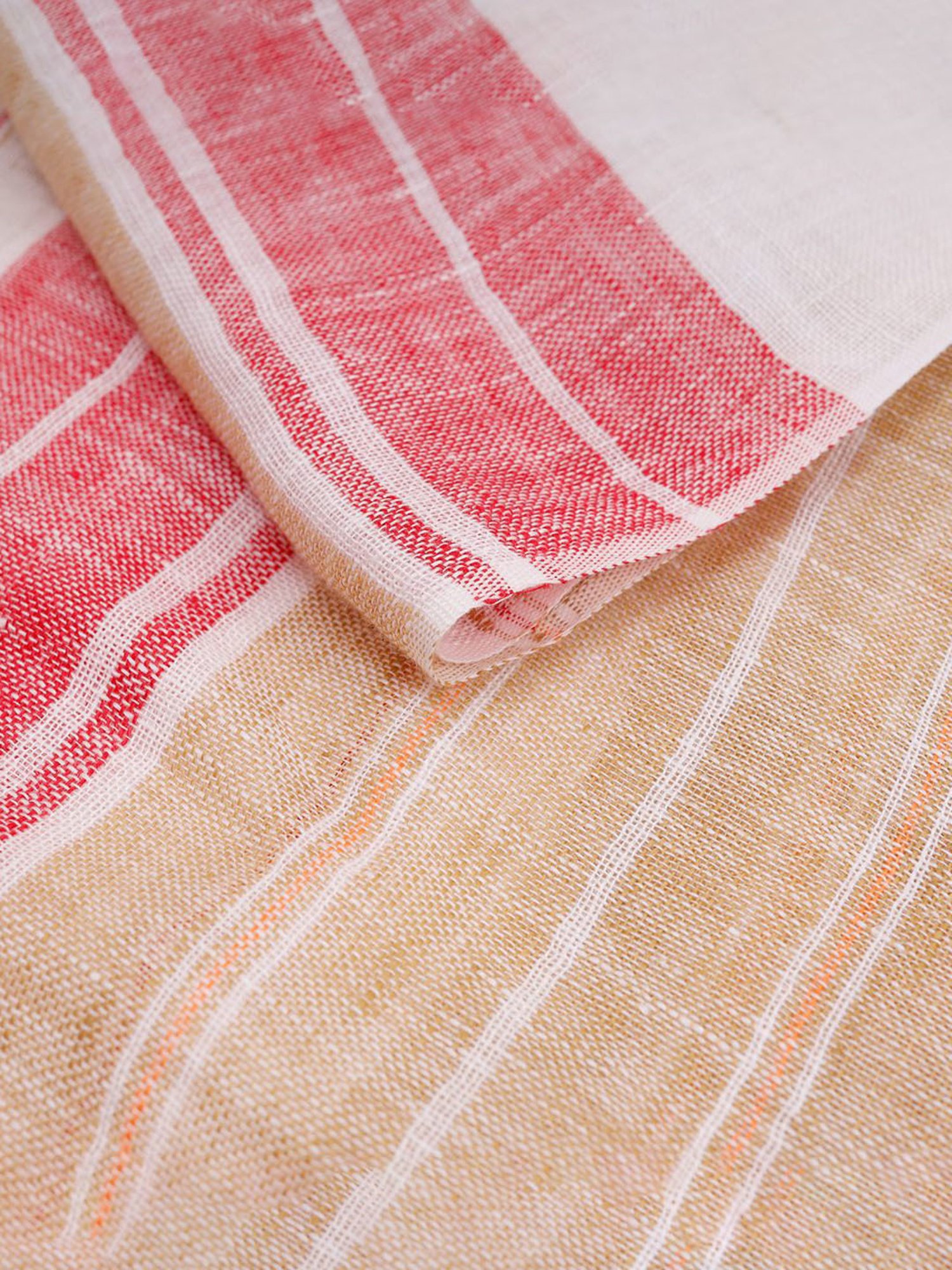 Linen Club Red Striped Pure Linen Stole