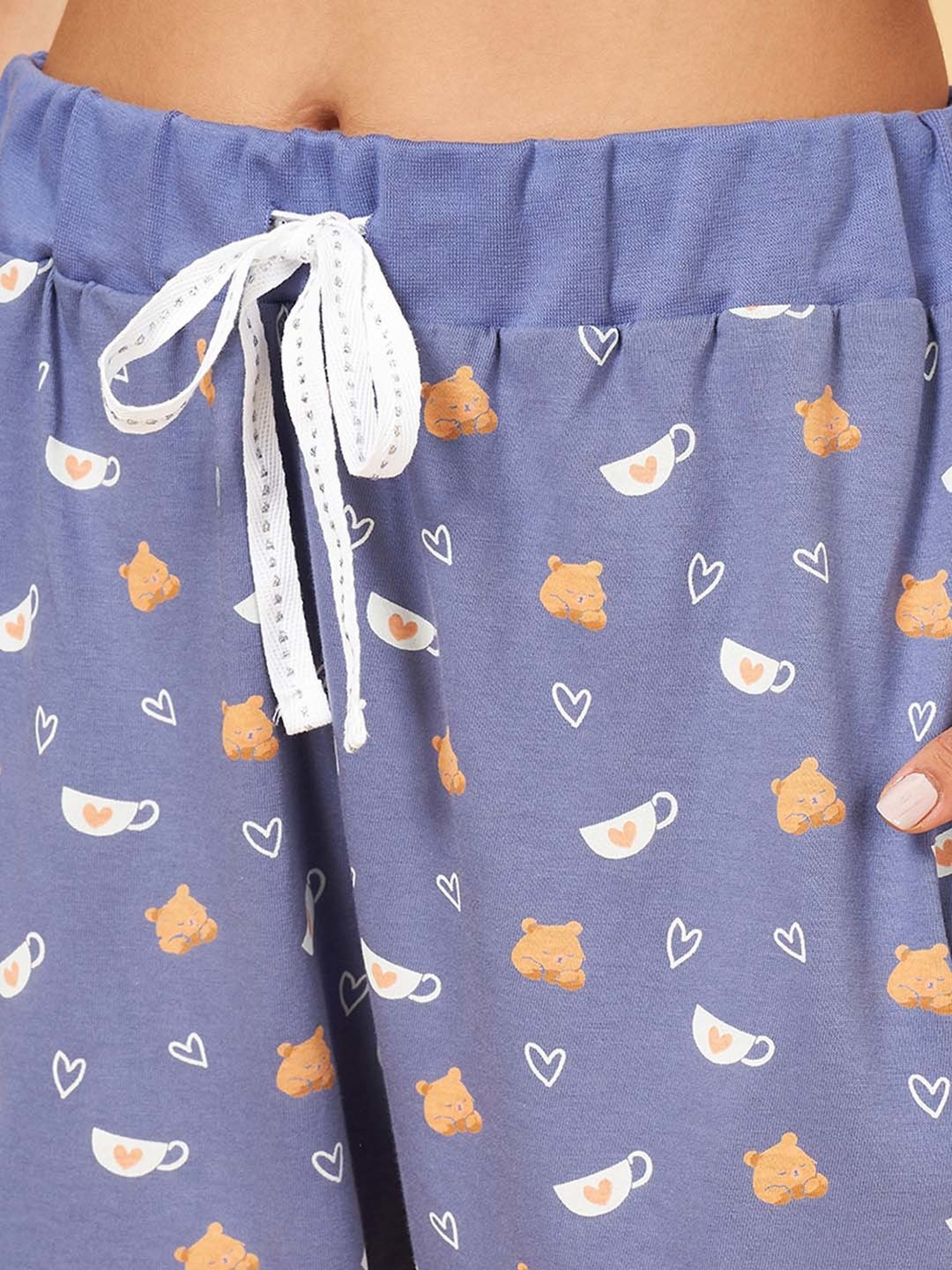 YU by Pantaloons Orange & Blue Cotton Printed T-Shirt Pyjamas Set