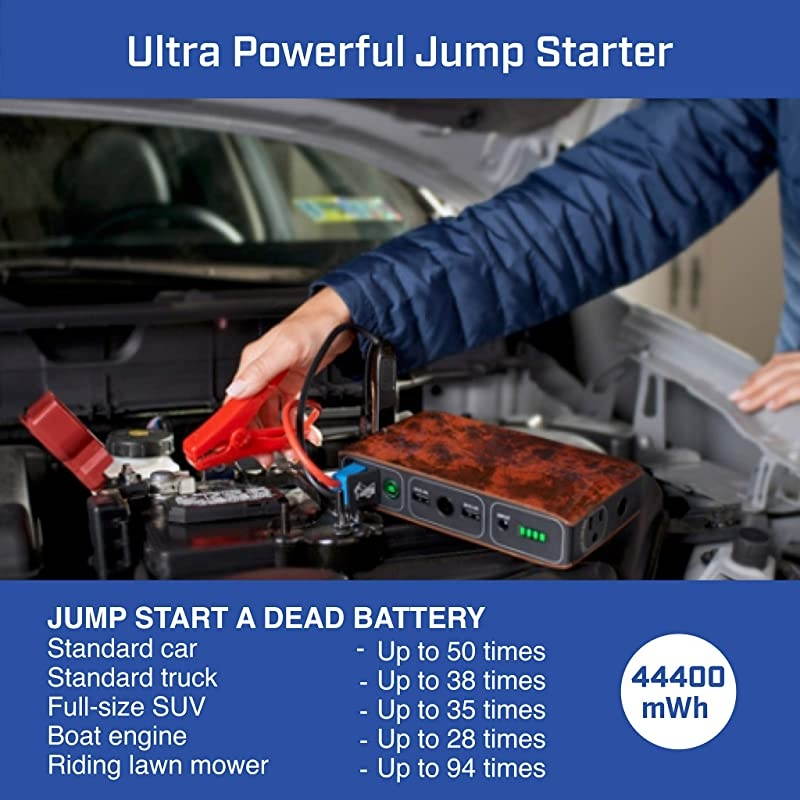 Bolt Wireless Laptop Power Bank 44400 mWh Portable Phone Laptop Charger Car Jump Starter with AC Outlet and Car Charger Rose Gold 114494