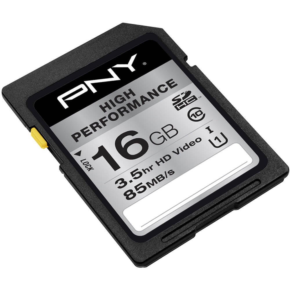 PNY 16GB High Performance Class 10 U1 SDHC Flash Memory Card P-SDHC16GU1GW-GE