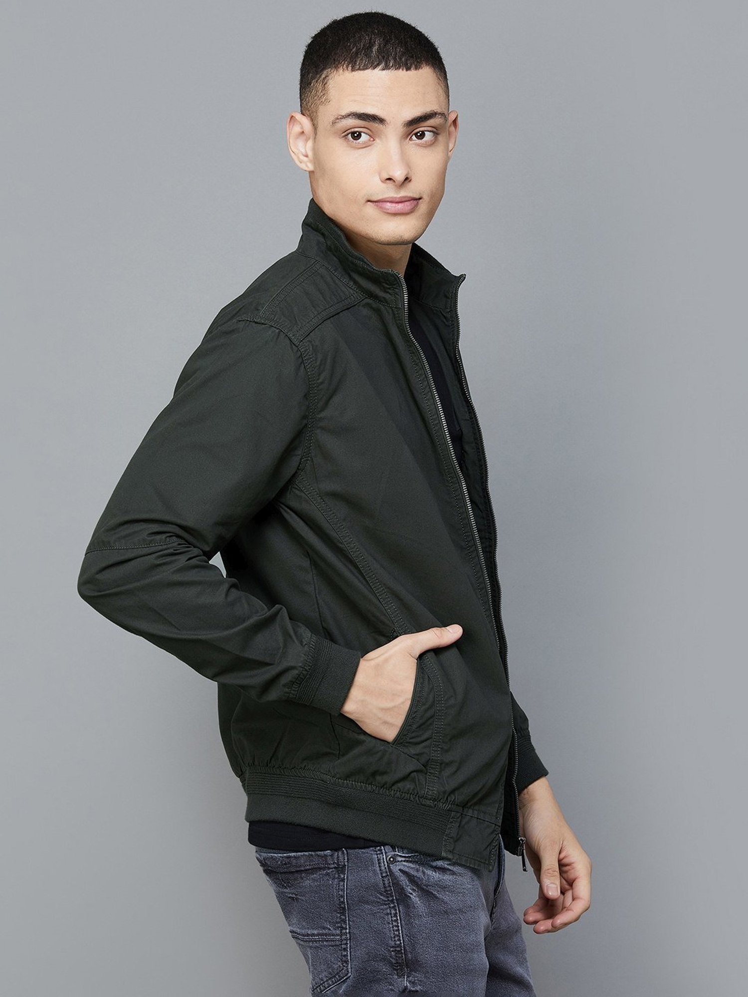 BOSSINI Olive Cotton Regular Fit Jacket