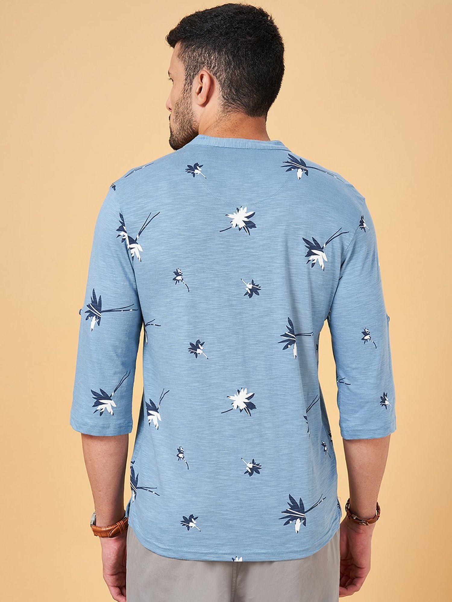 Urban Ranger by Pantaloons Blue Cotton Slim Fit Printed T-Shirt