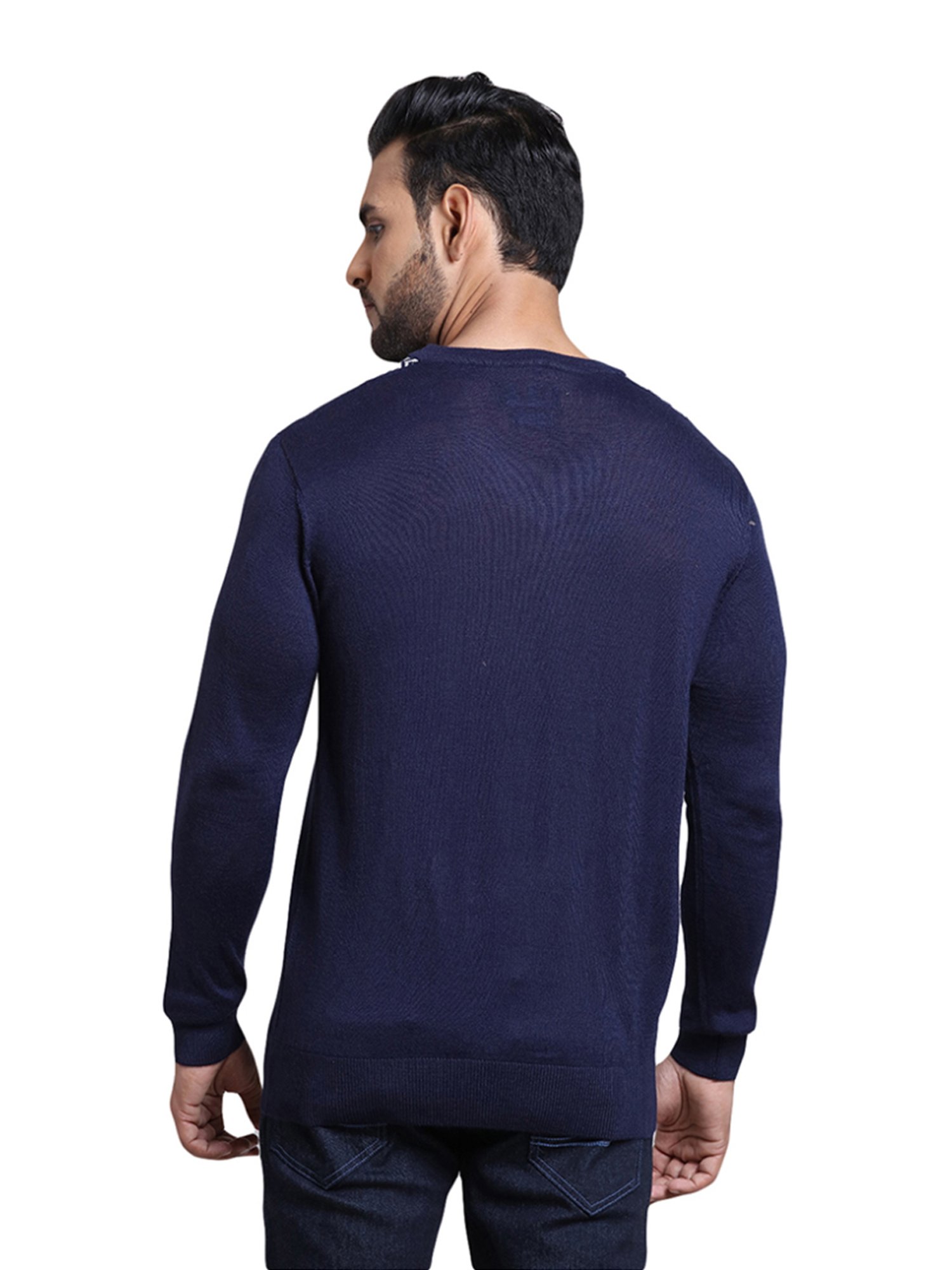 ColorPlus Blue Tailored Fit Texture Sweater