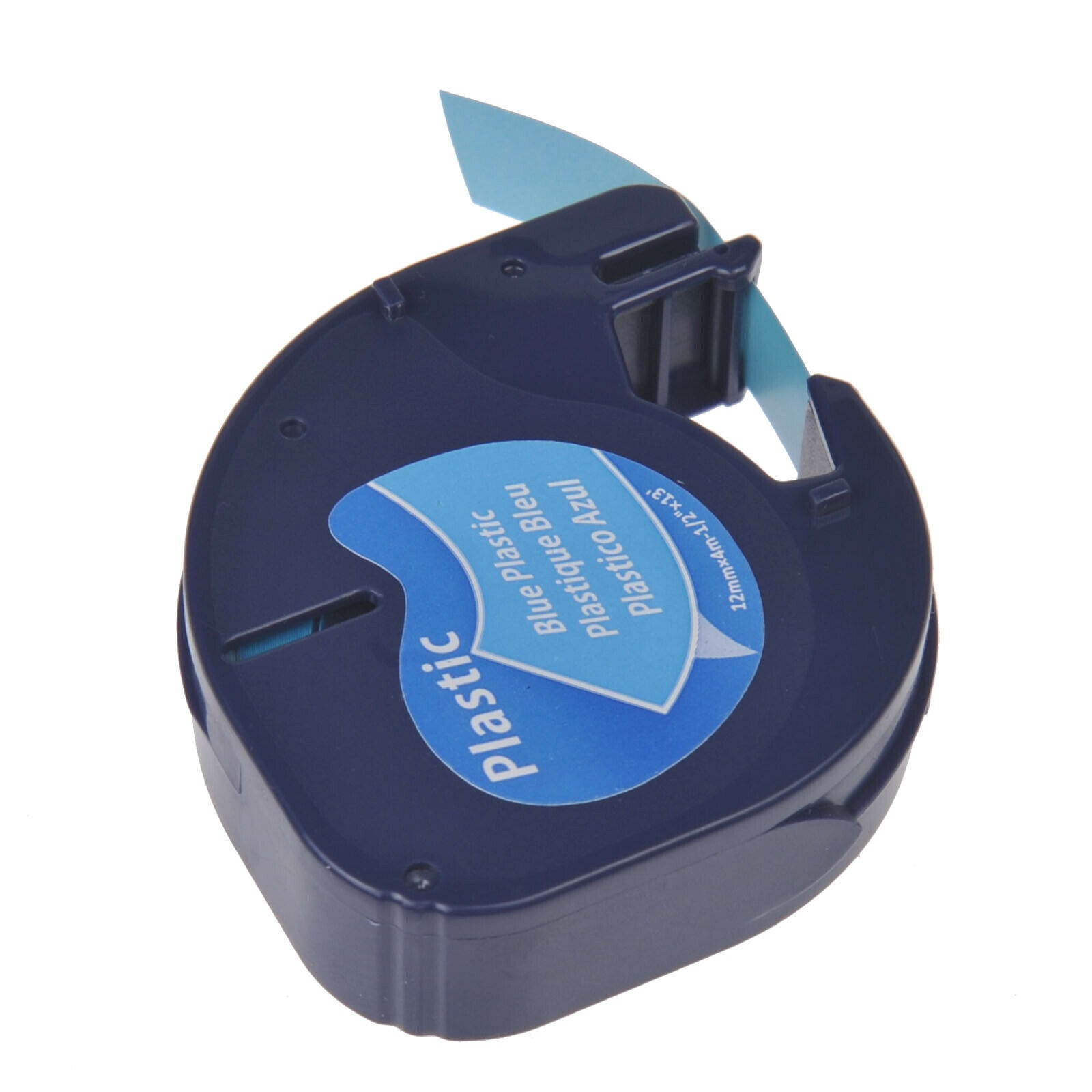 Black on Blue Plastic Label Tape for DYMO Letra Tag LT 91335 12mm 1/2" x 13